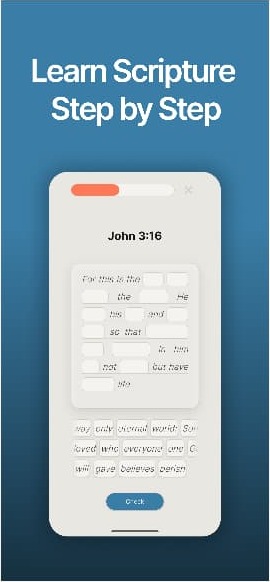 Learning John 3:16 word by word in Veluma